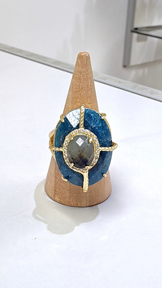 Bague Superbe Apatite et Labradorite