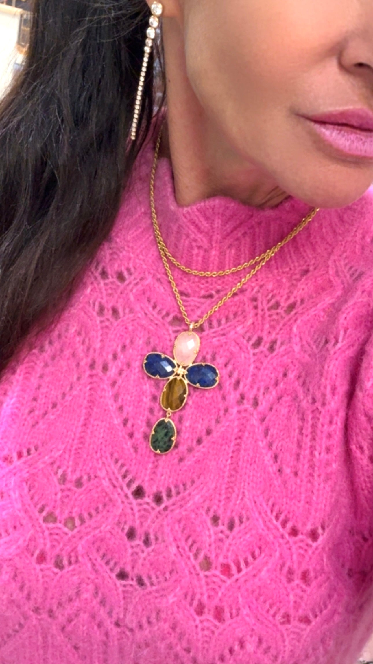 Sautoir Cruz Pierres Naturelles