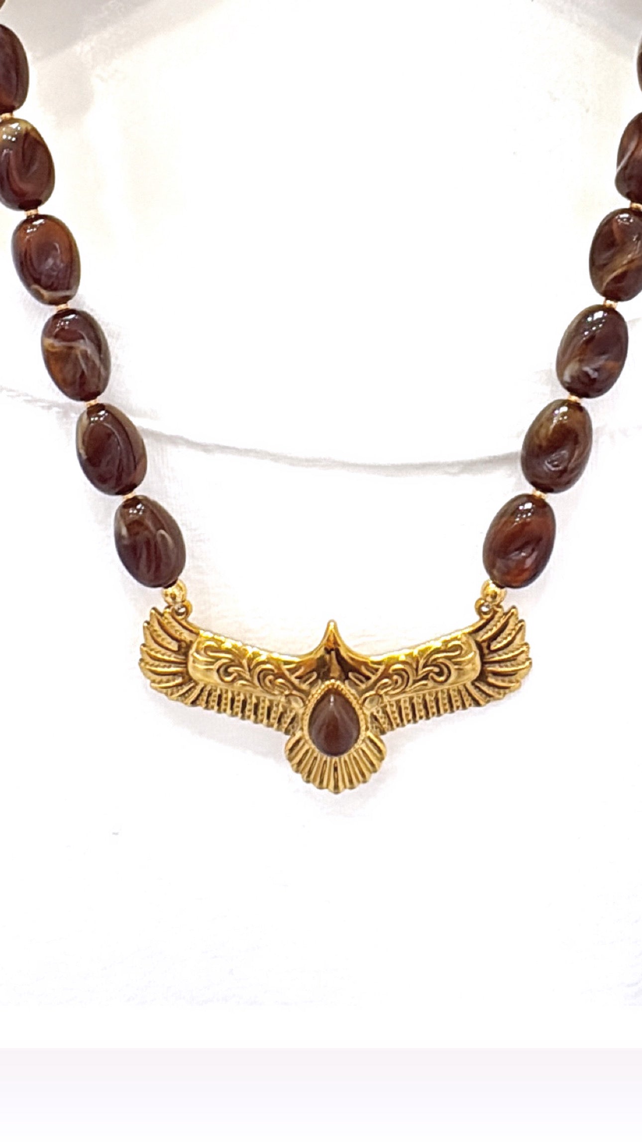 Collier Eagle MileMila Agate Chocolat