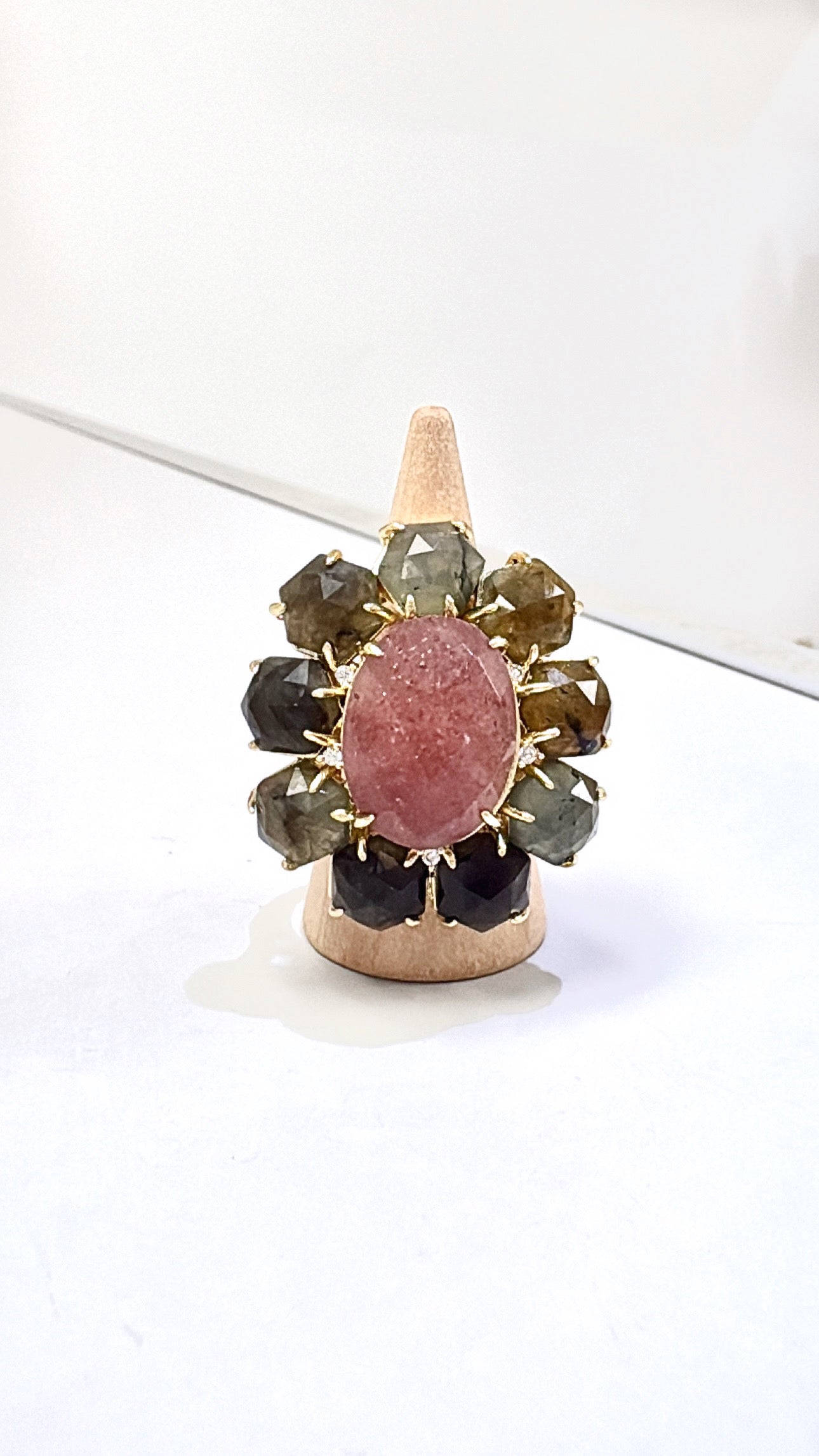 Bague Marvelous Labradorite et Quartz Fraise