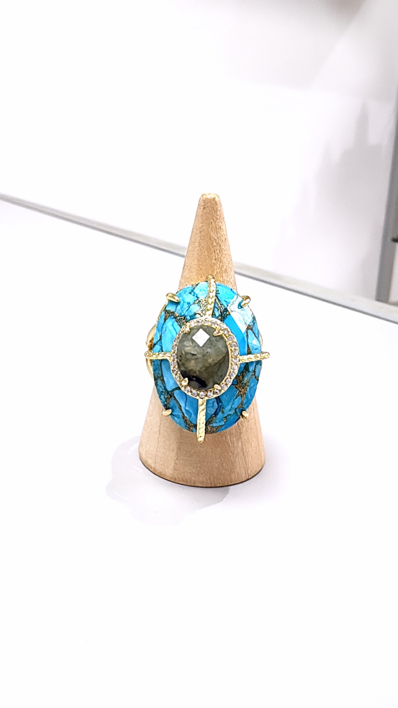 Bague Superbe Turquoise Mohave et Labradorite