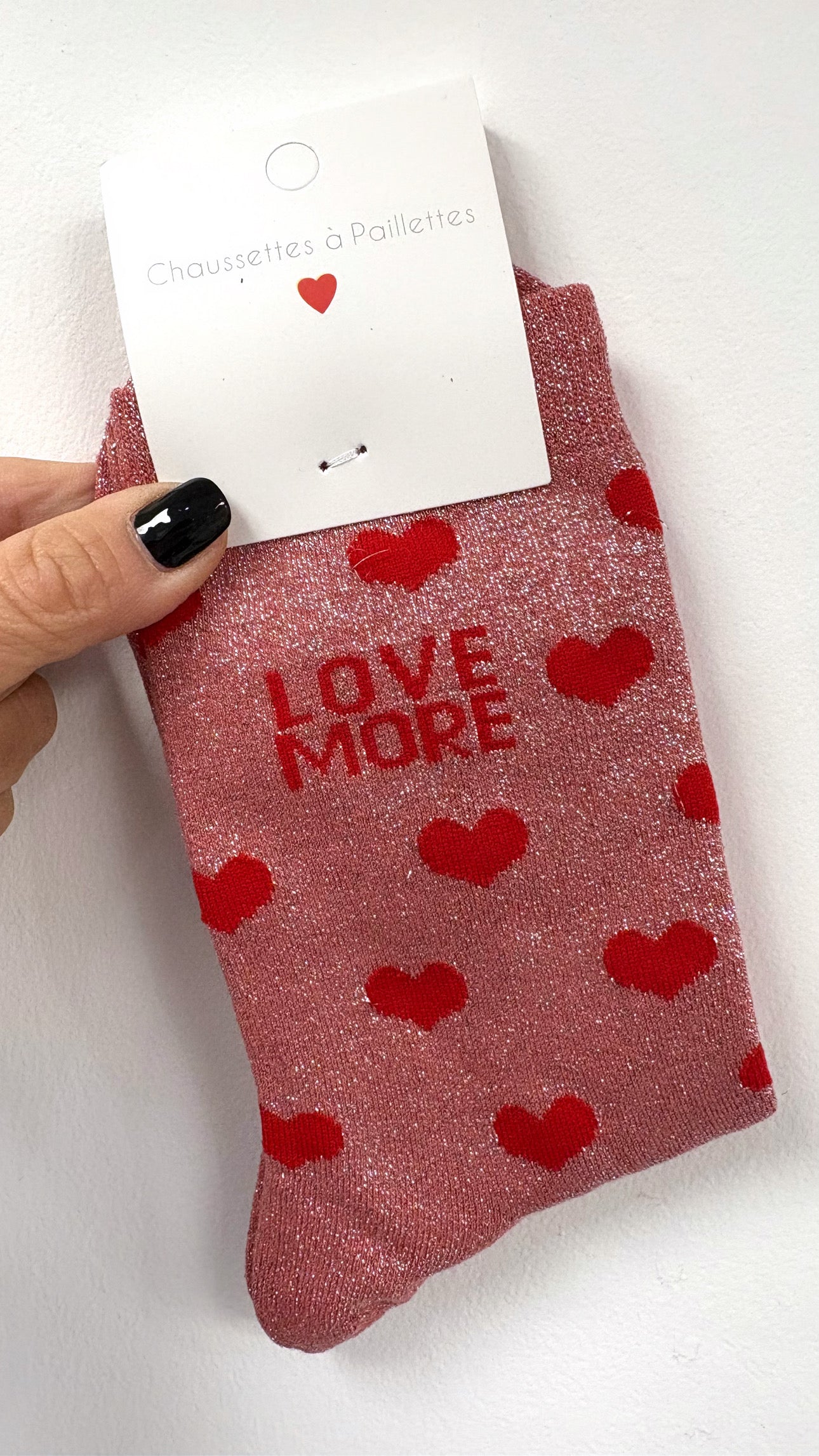 Chaussettes à paillettes Love More