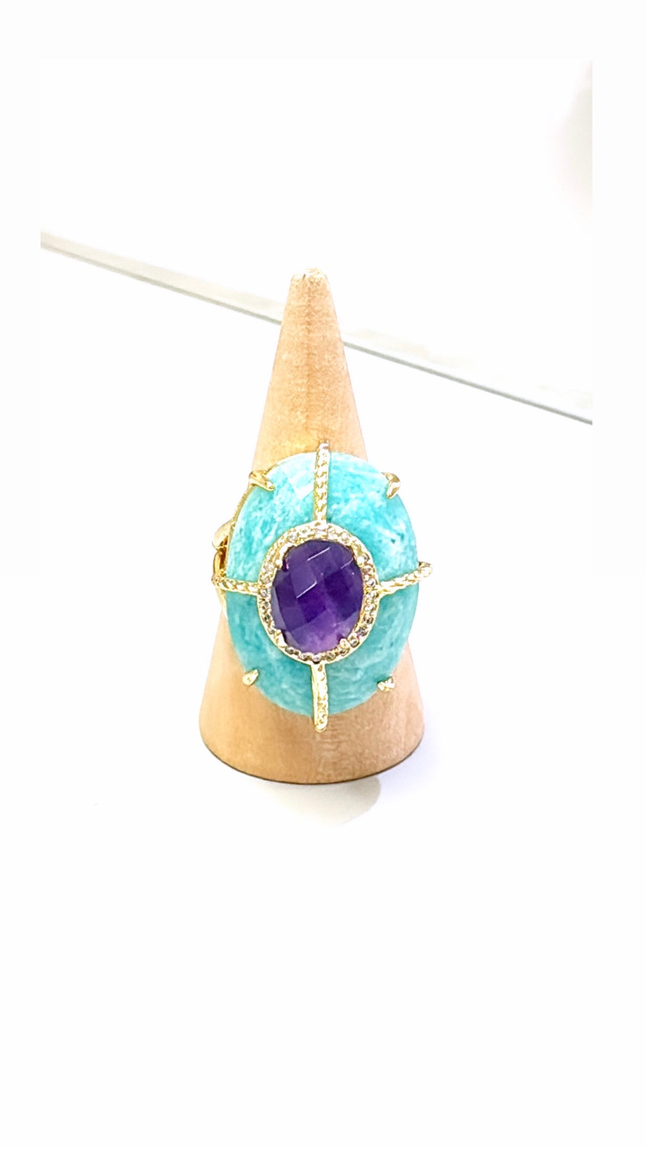 Bague Superbe Amazonite et Améthyste