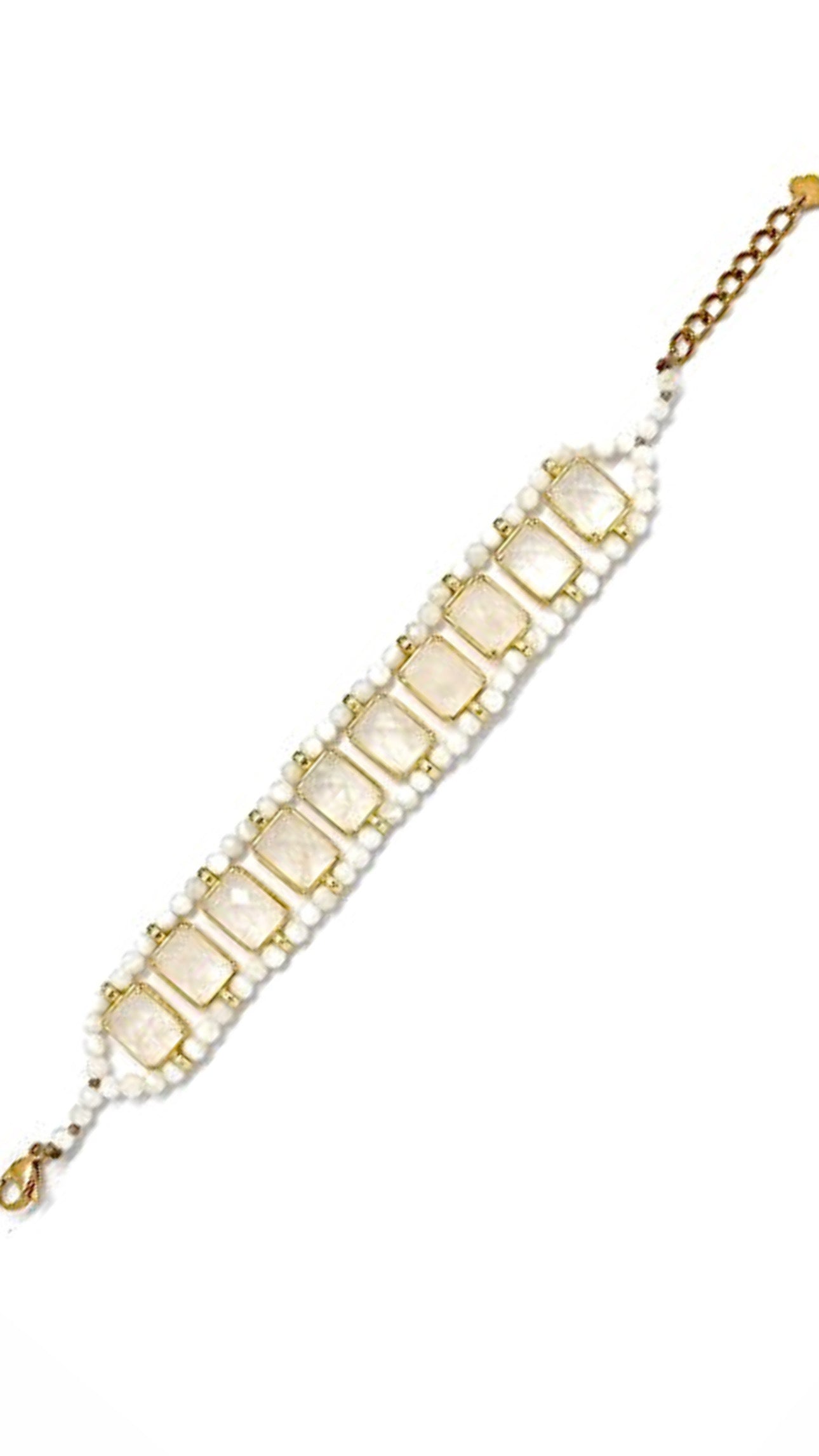 Bracelet Calista Cristal de Roche et Quartz Blanc Tissé