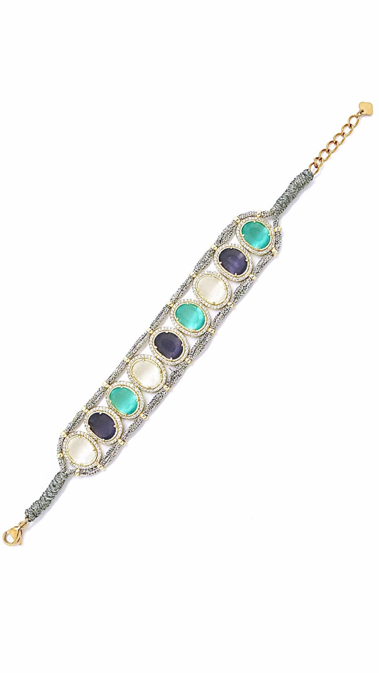 Bracelet Alya Améthyste, Aventurine et Cristal de Roche