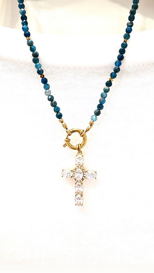 Collier Apatite Cruz Strass