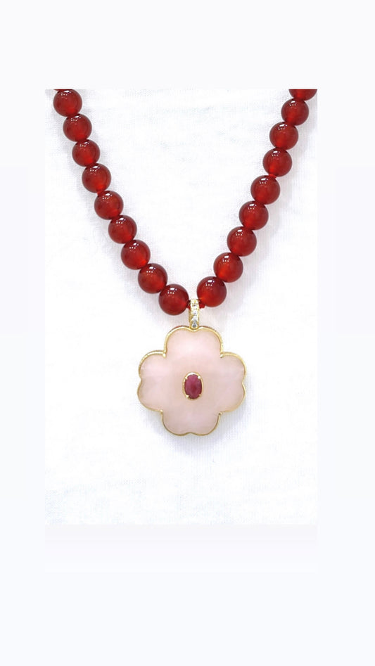 Collier Chance Agate et Quartz Rose