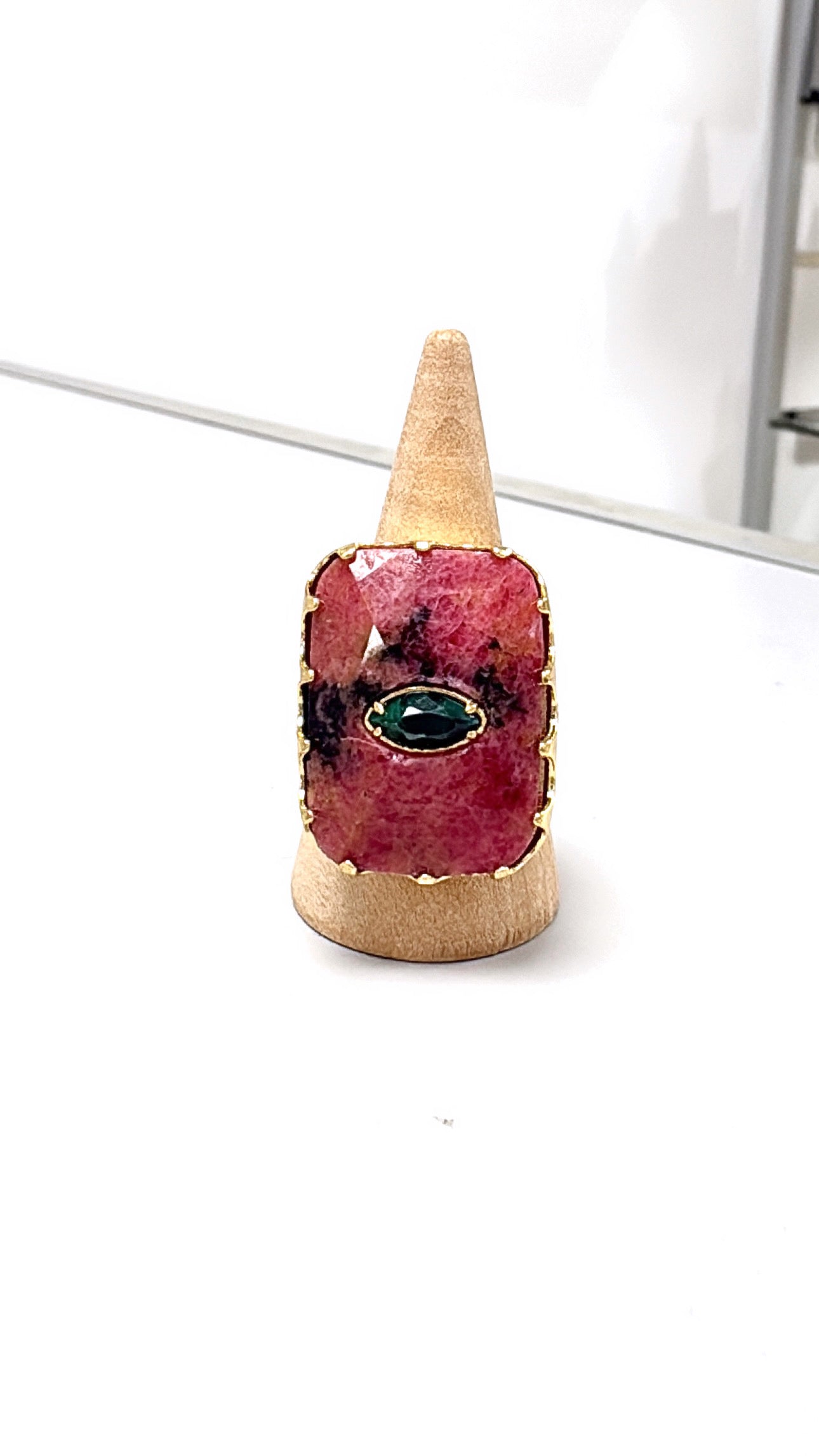 Bague Amulette Rhodonite et Rubis Zoisite