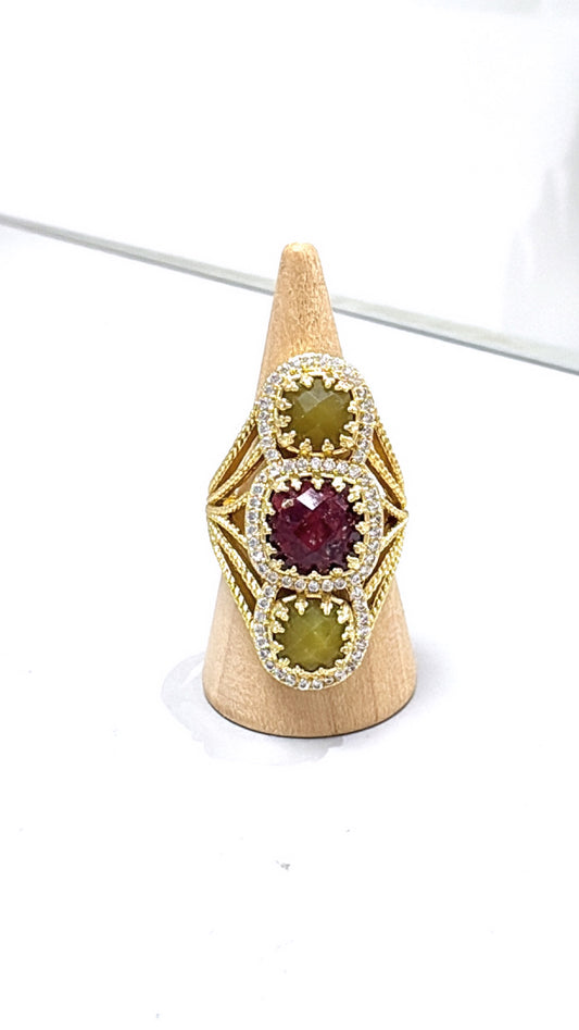 Bague Spectaculaire Grenat Pyrope et Agate