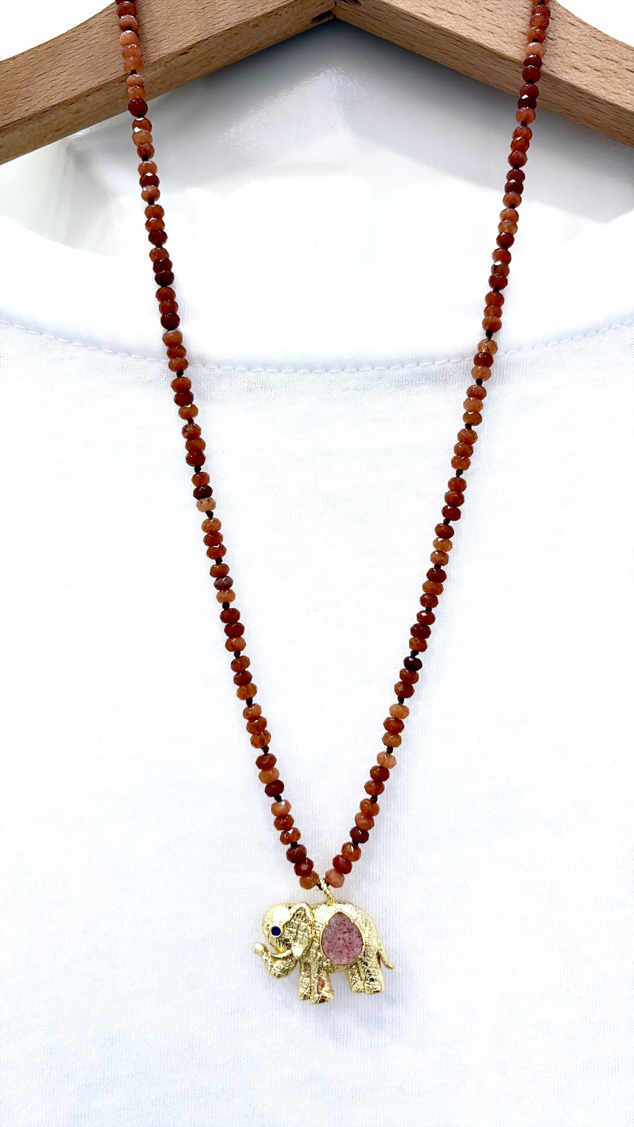 Collier Ganesha Quartz Fraise