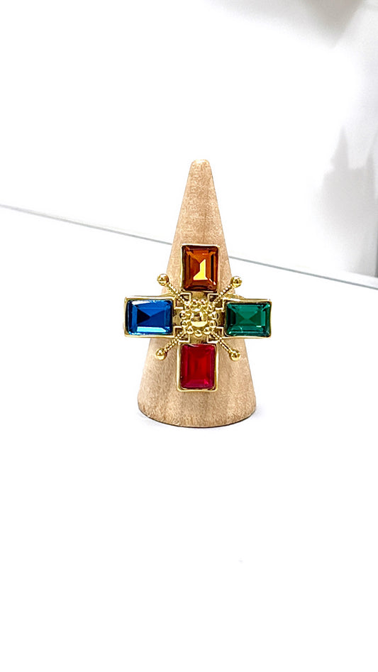 Bague Croix Solaire Multi Colors