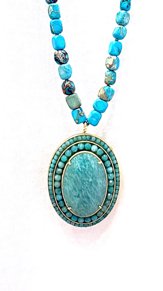 Sautoir l’Impérial Amazonite et Howlite
