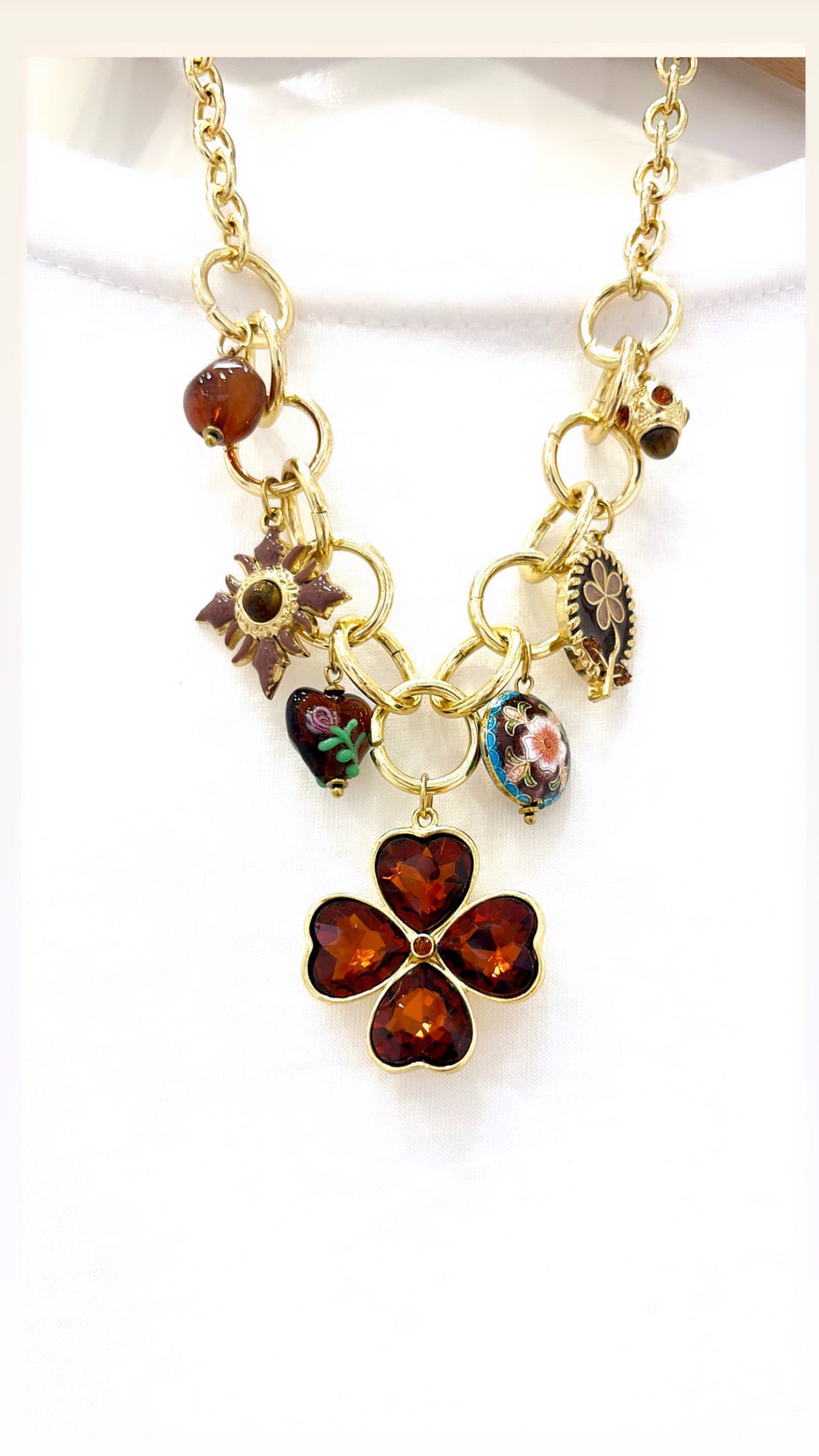 Collier Trèfle Ambre