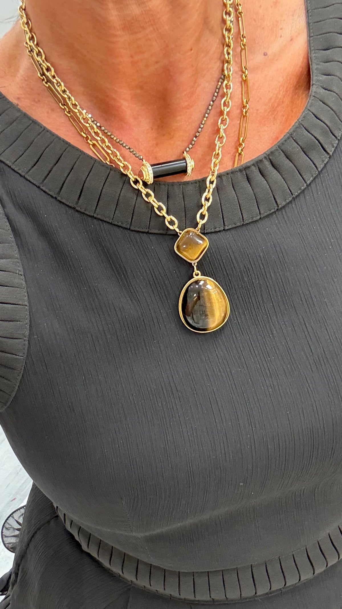 Collier Gouttes Œil de Tigre