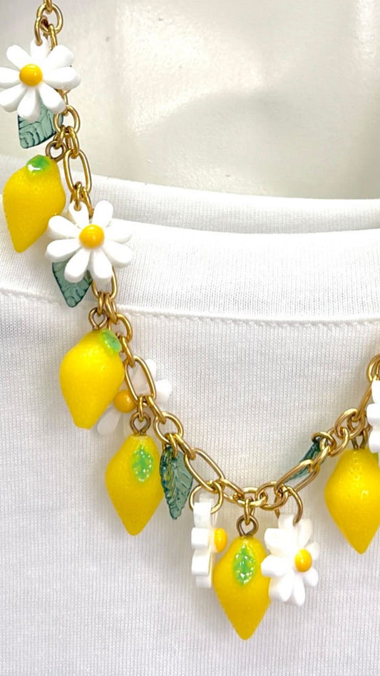 Collier Citrons et Marguerites