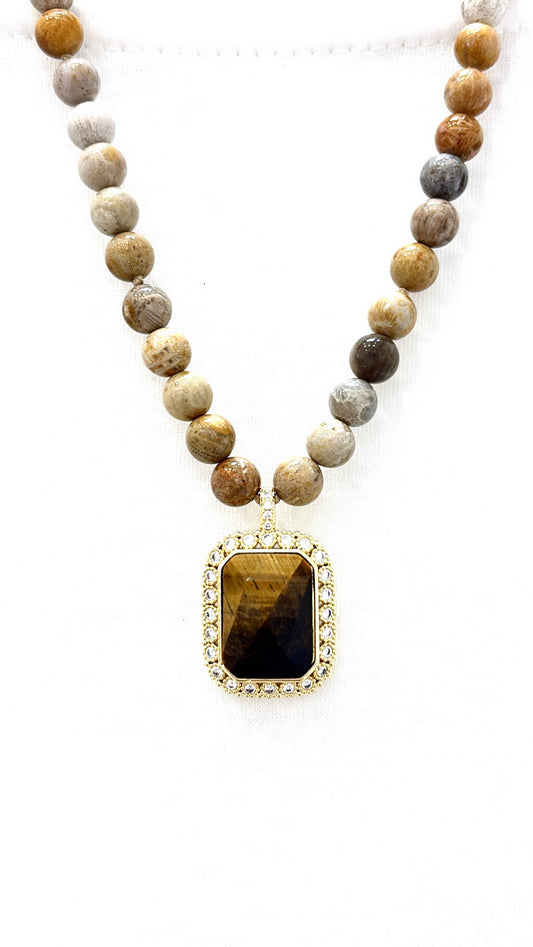 Collier Écrin Jaspe et Œil de Tigre