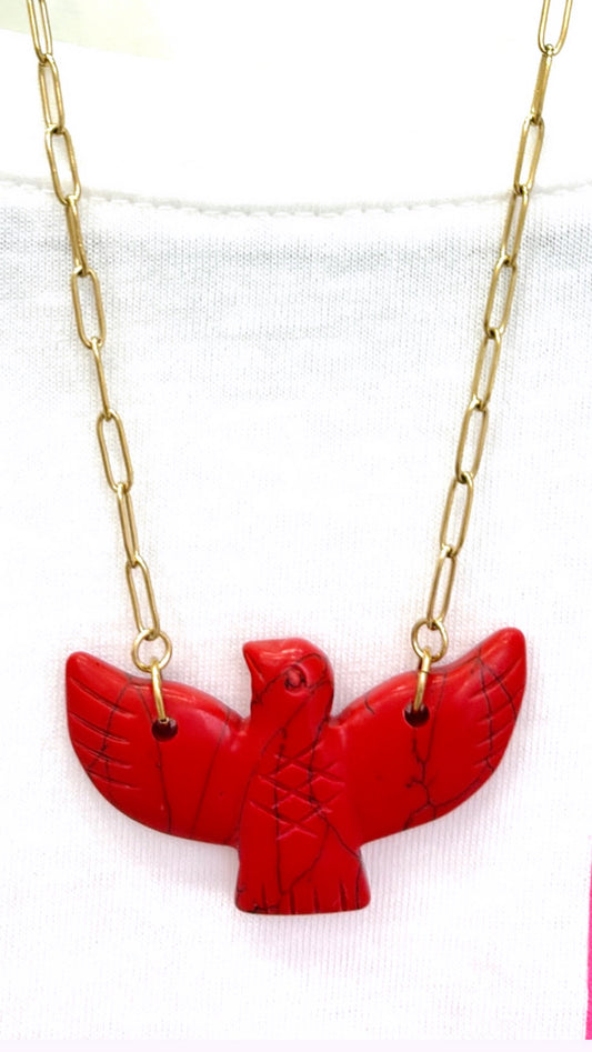 Collier Eagle Red Pierre Naturelle