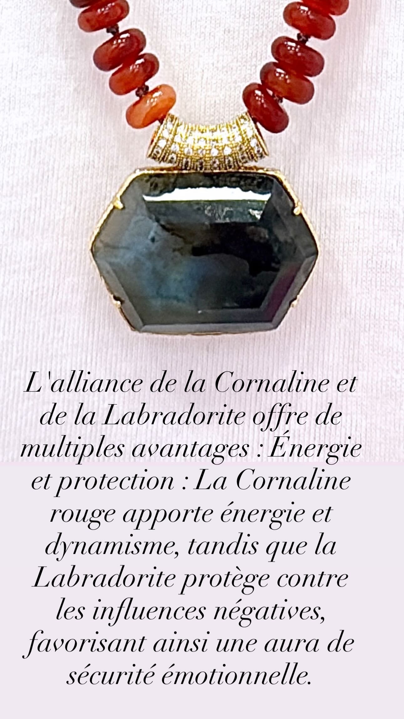 Collier Merveilleux Cornaline et Labradorite