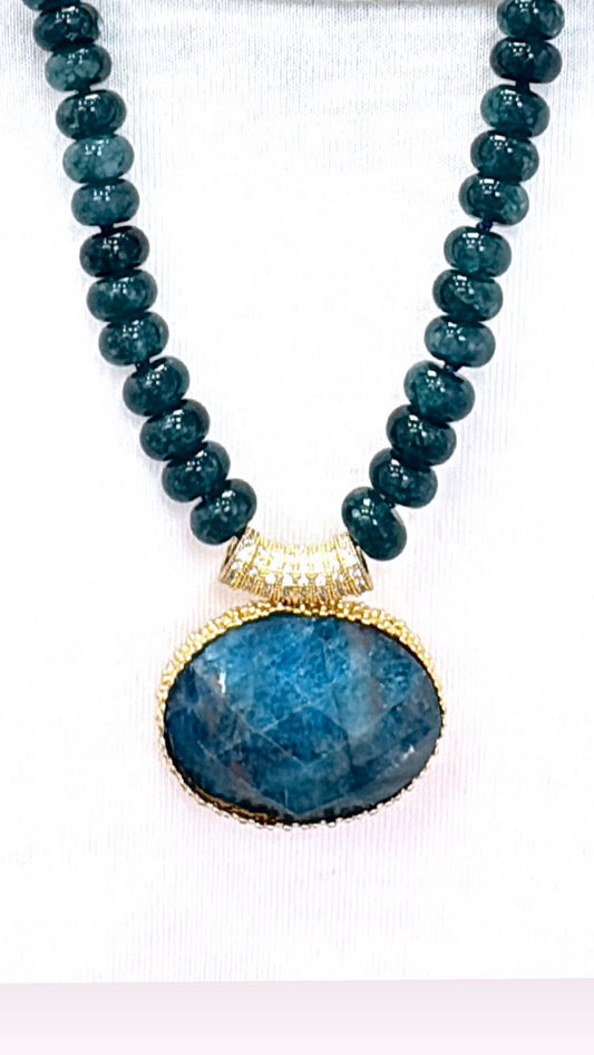 Collier Merveille Agate bleue et Apatite