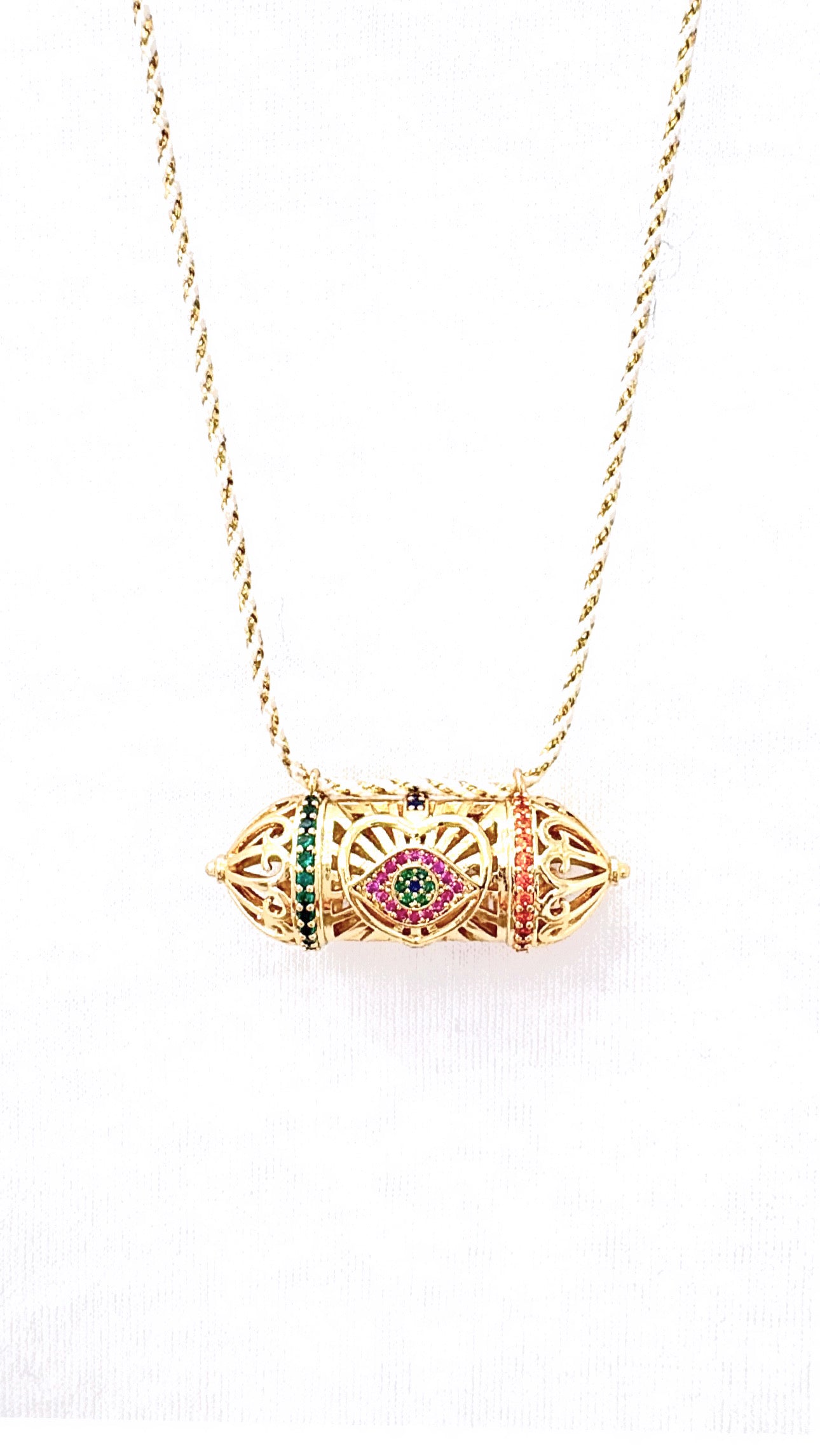 Collier Amulette Protection Blanc 60cm