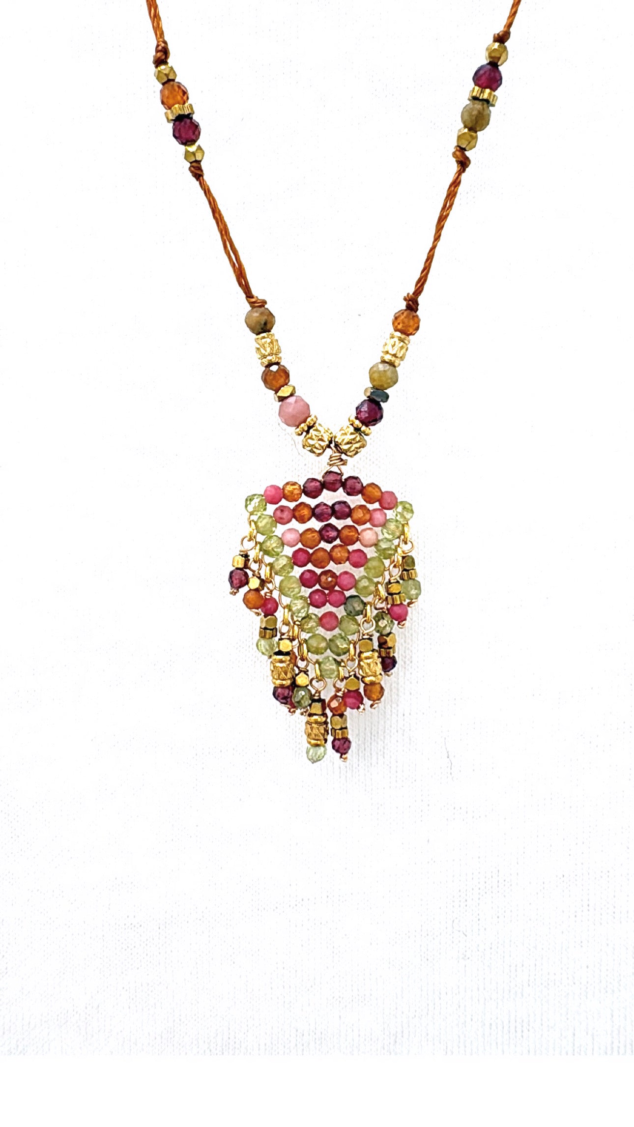 Collier Cascade Aventurine et Rhodonite