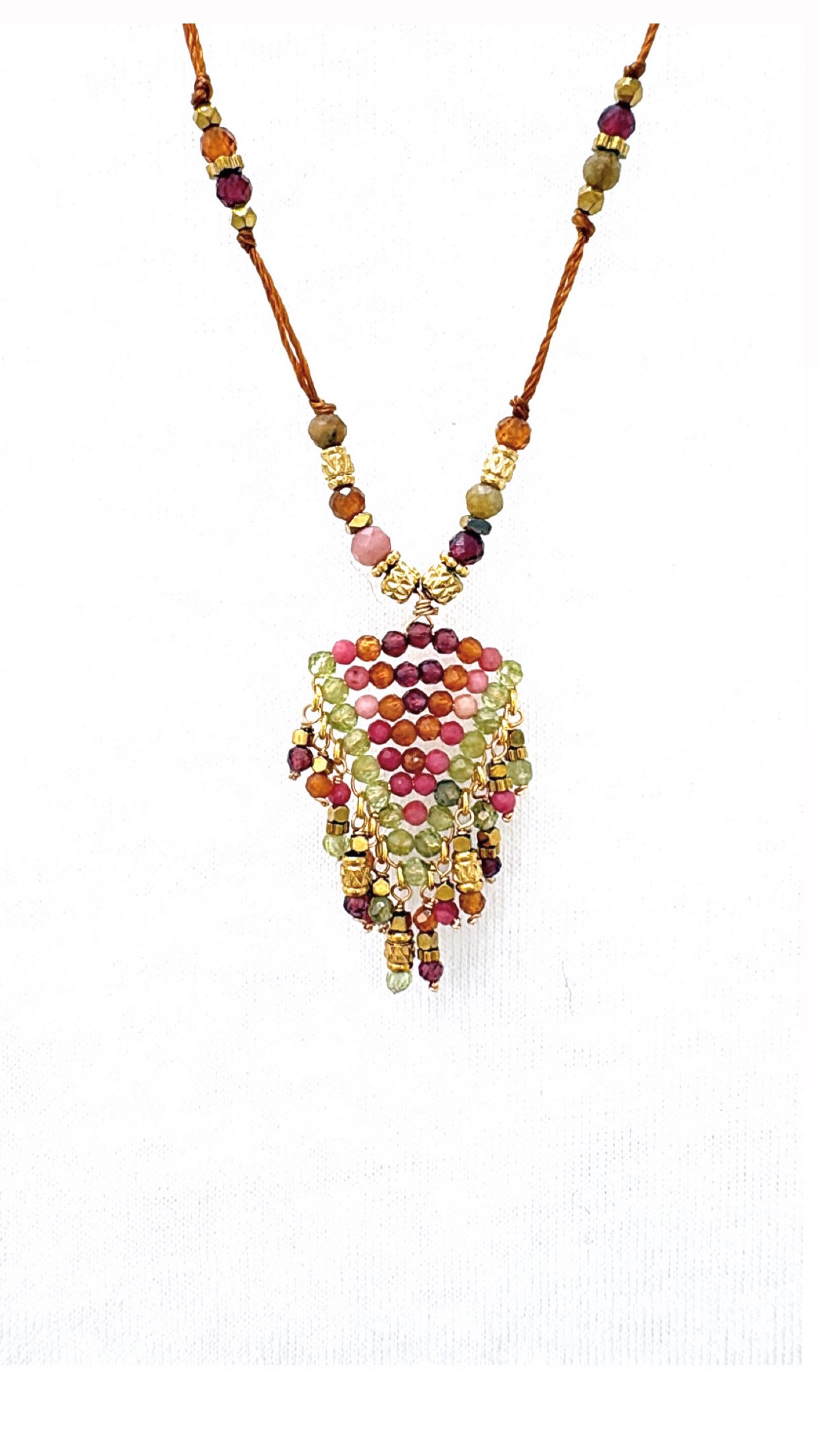 Collier Cascade Aventurine et Rhodonite