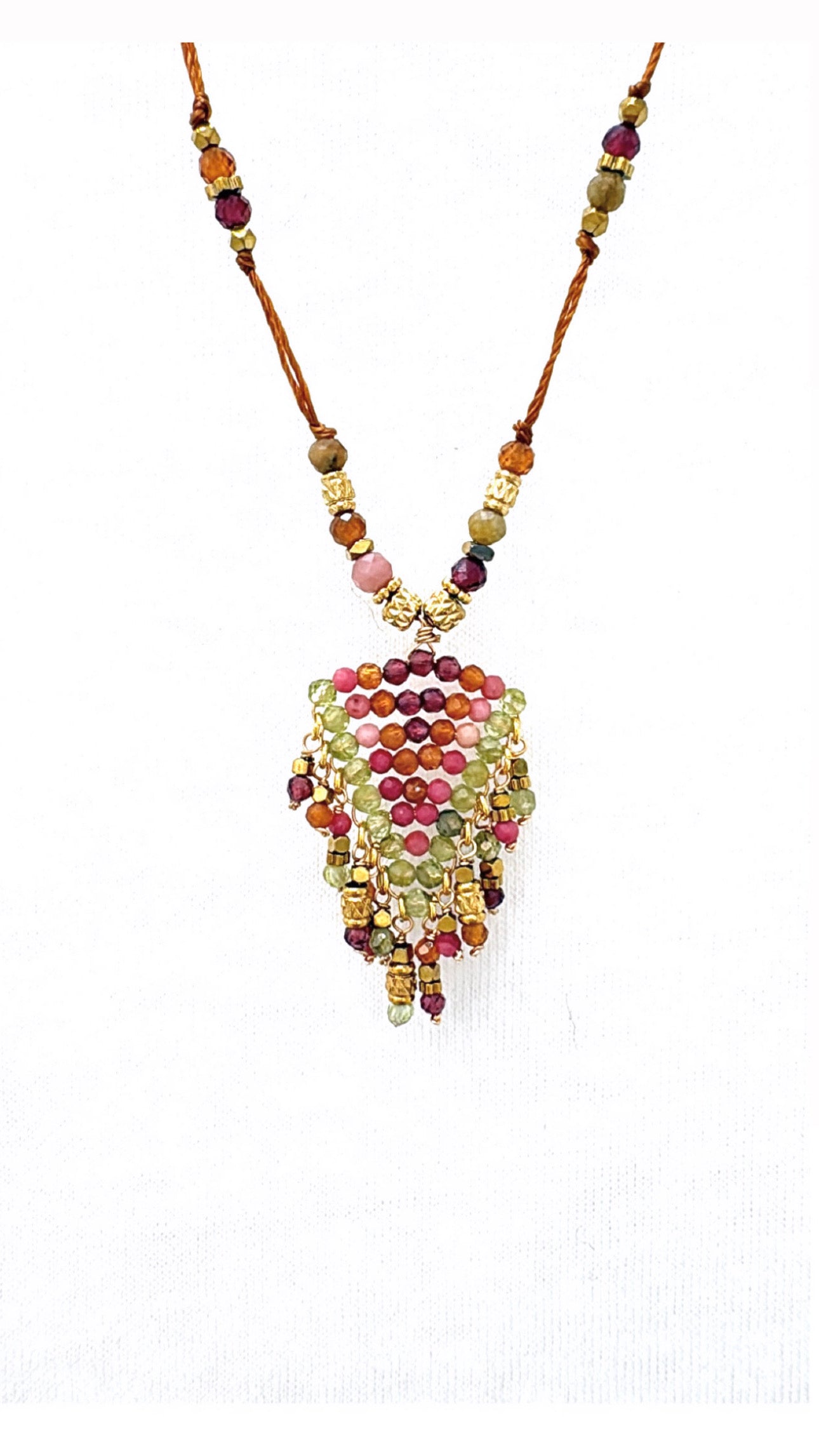Collier Cascade Aventurine et Rhodonite