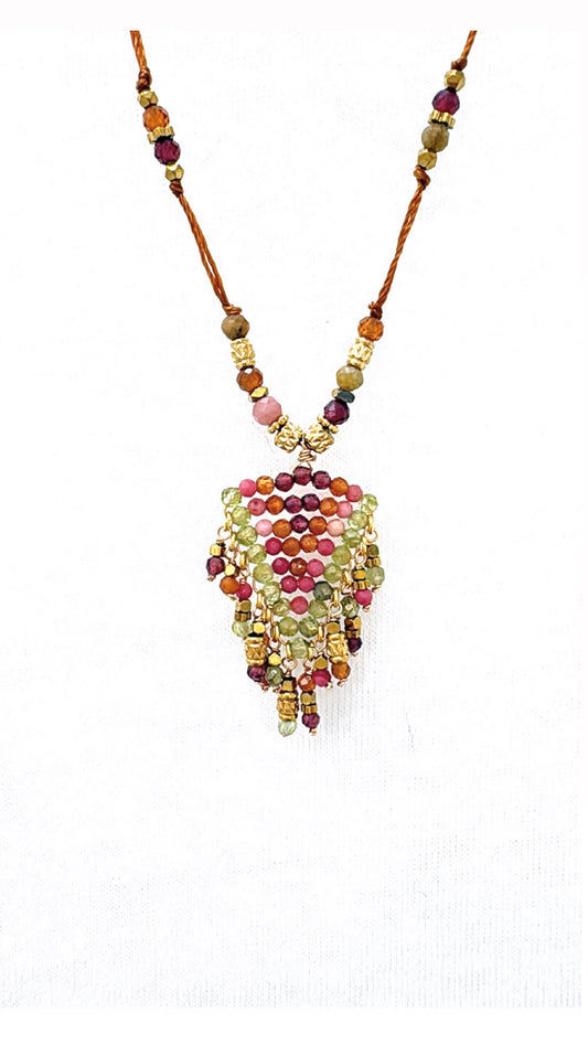 Collier Cascade Aventurine et Rhodonite