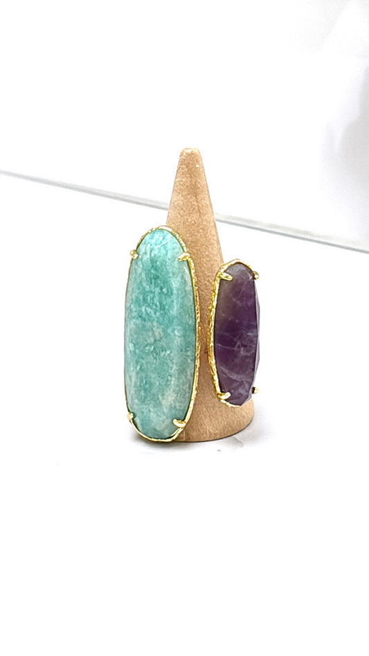Bague Duo Amazonite et Améthyste
