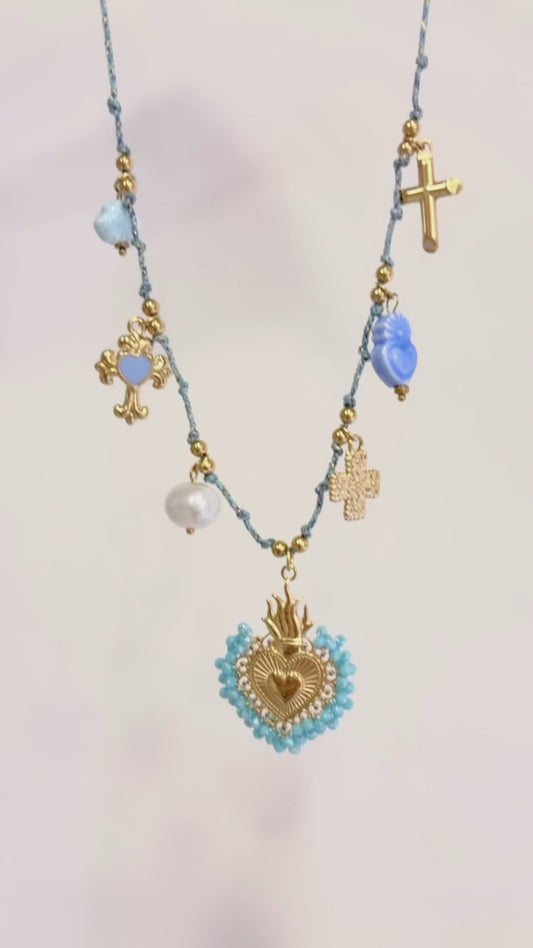 Collier Cœur Ex Voto Turquoise